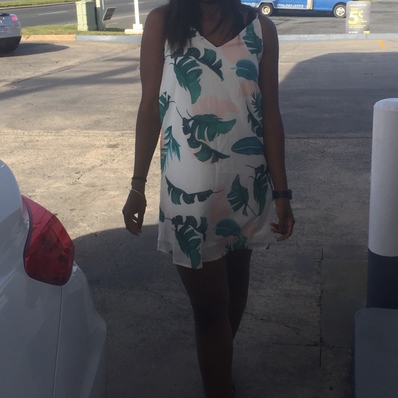 Spaghetti Strap Palm Leaf Dress - Picture 8 of 8